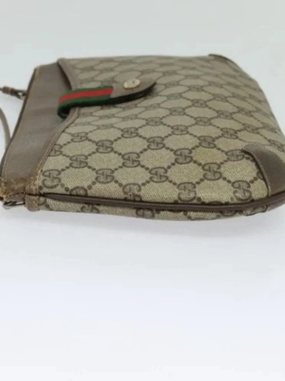 GUCCI GG Supreme Web Sherry Line Bag PVC Beige Gold 904 02 026 Auth ki5611 - Picture 3 of 16